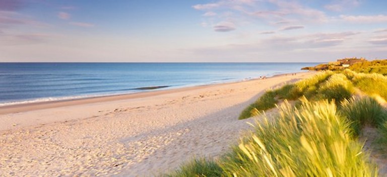 Sunset Over Sand Dunes in Cresswell Northumberland