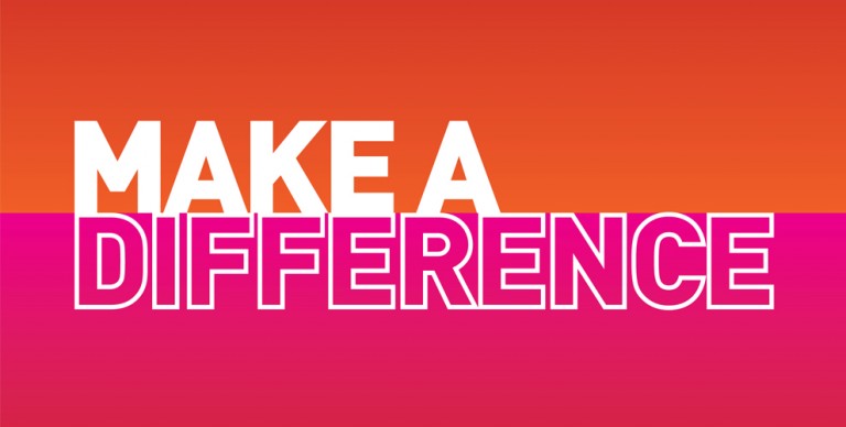 Orange and pink poster with the words 'Make a Difference'