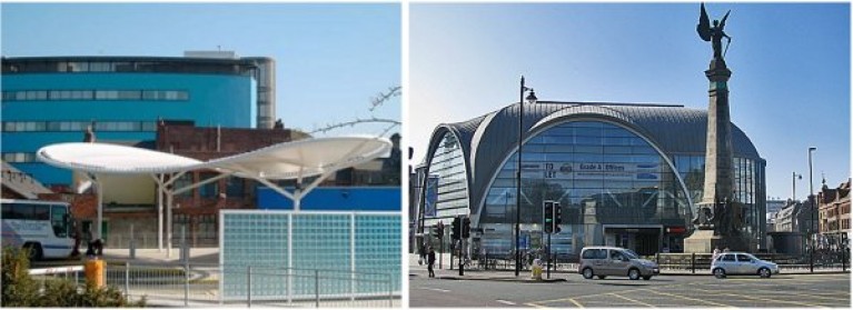 Photos of the completed St James Boulevard Bus Station and Haymarket Metro Station