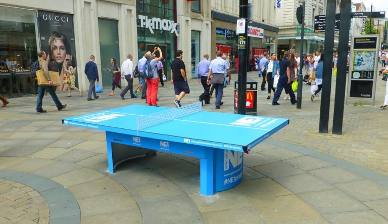NE1 branded table tennis table in Northumberland Street